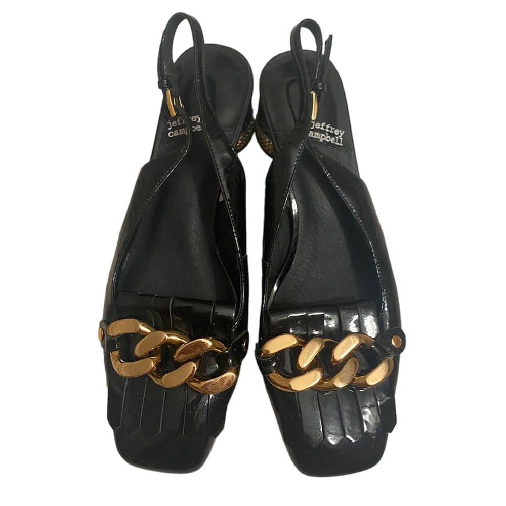 Jeffrey Campbell Black Patent Leather Slingback Pump